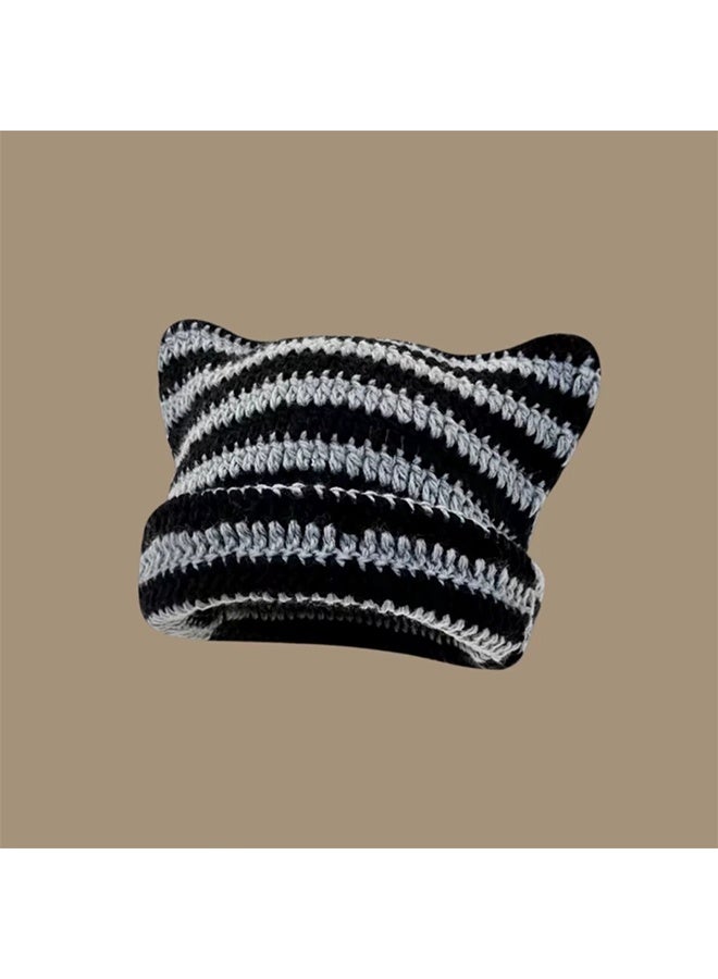 Crochet Hats for Women Cat Beanie Vintage Beanies Women Fox Hat Grunge Accessories Slouchy Beanies for Women - Image 2